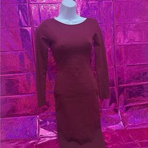 Lulu's Rich Wine Long Sleeve Dress